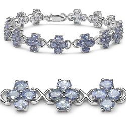 9.54 Carat Genuine Tanzanite .925 Sterling Silver Bracelet