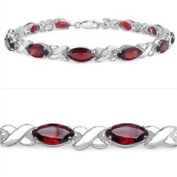 13.20 Carat Genuine Garnet .925 Sterling Silver Bracelet