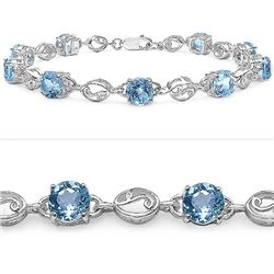 9.90 Carat Genuine Blue Topaz .925 Sterling Silver Bracelet