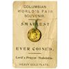 Image 1 : 1893 Lord's Prayer Medalette with Original Souvenir Card, Eglit-103