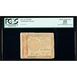 Continental Currency Jan. 14, 1779 $60. PCGS Choice About New 55 Apparent