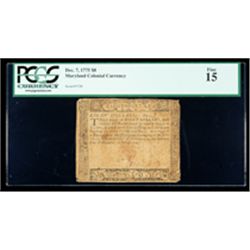 Maryland Dec. 7, 1775 $8. PCGS Fine 15