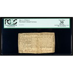Maryland Mar. 1, 1770 $1/2. PCGS Very Fine 30 Apparent