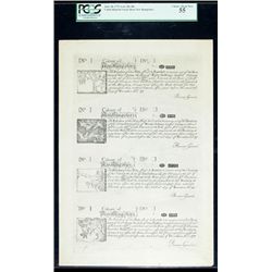 New Hampshire June 20, 1775 40s, 20s, 6s and 1s Cohen Reprint Sheet. PCGS Choice