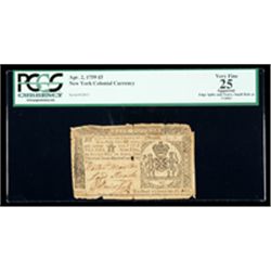 New York Apr. 2, 1759 L5. PCGS Very Fine 25 Apparent