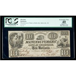 Belleville, NJ - Manufacturers' Bank at Belleville. $10 July 1, 1836. PCGS Extre