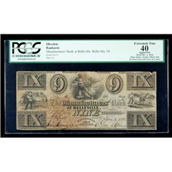 Belleville, NJ - Manufacturers' Bank at Belleville. $9 Dec. 1, 1836. PCGS Extrem
