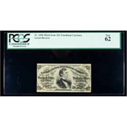 1864, 25c Fractional Currency. Third Issue, green reverse. New 62