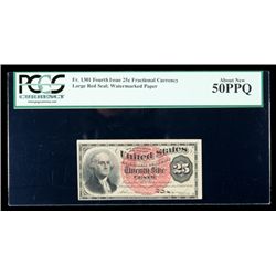 1869, 25c Fractional Currency. Fourth Issue, large red seal, watermarked paper.
