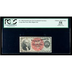1869, 25c Fractional Currency. Fourth Issue, large red seal, paper with violet s