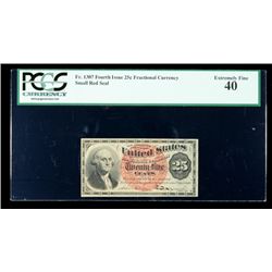 1869, 25c Fractional Currency. Fourth Issue, smaller red seal. PCGS Extremely Fi