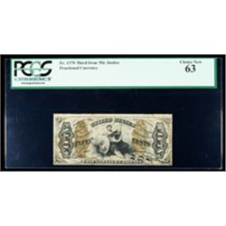 1864, 50c Fractional Currency. Third Issue, green reverse with A-2-6-5, fiber pa