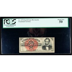 1869, 50c Fractional Currency. Fourth Issue, Lincoln portrait. PCGS About New 50