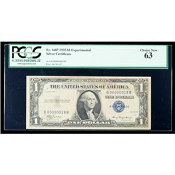 1935, $1 Experimental Silver Certificate. PCGS Choice New 63