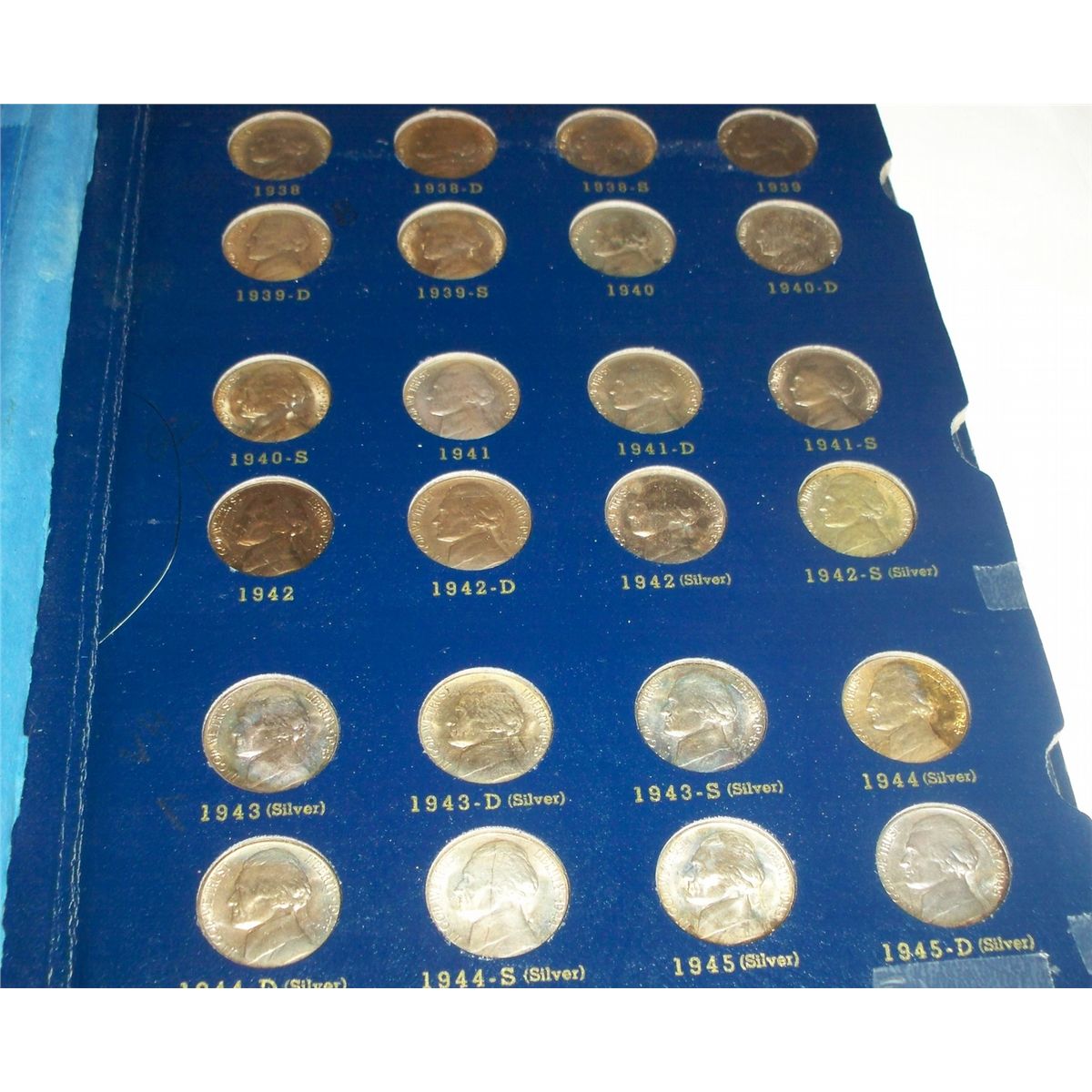 COMPLETE SET 19381964 BU JEFFERSON NICKELS INCLUDING ALL 11 SILVER