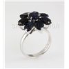 Image 1 : Natural Sapphire 29.79CTW Silver Flower Ring