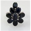 Image 2 : Natural Sapphire 29.79CTW Silver Flower Ring