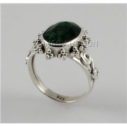 25.77ctw Sterling Silver OvalCut Emerald Beryl Ring
