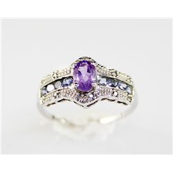 14K Gold 1.65 ctw Amethyst Diamond Ring