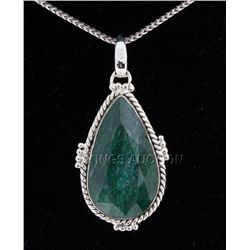 57.00ctw NaturalEmeraldBerylPearStone SilverPendant