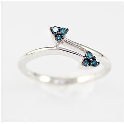 DeBeer' 10K Gold .22 Fancy Blue Diamond Ring