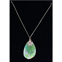 Green Opaline Necklace with Butterfly Necklace