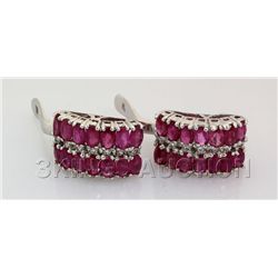 49.70CTW Fashion Pink Ruby Sterling Silver Earring