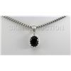 Image 1 : 7.61CTW Simple Oval Blue Sapphire Silver Pendant