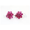 Image 1 : Beautiful 48.98CTW Flower Pink Ruby Silver Earring