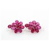 Image 2 : Beautiful 48.98CTW Flower Pink Ruby Silver Earring