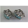 Image 2 : 30.32CTW Blue Zircon Huggie Hoop Silver Earring