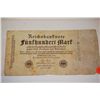Image 1 : 1922 German Funfhundert Mark Foreign Bank Note; EST. $3-5