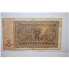 Image 2 : 1937 German 2 Zwei Rentenmark Foreign Bank Note; EST. $5-10