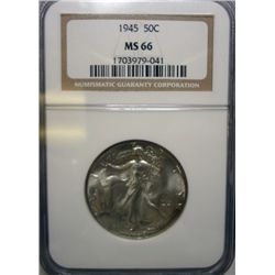 1945 WALKING LIBERTY HALF DOLLAR NGC MS66 BLAZER!