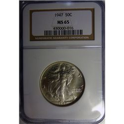 1947 WALKING LIBERTY HALF DOLLAR NGC MS 65 GEM