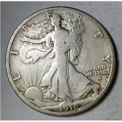 1916-S WALKING LIBERTY HALF DOLLAR F-VF NICE  est. $275.00-$300.00