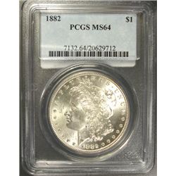 1882 MORGAN SILVER DOLLAR, PCGS MS64 SUPER