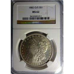 1882-O/S MORGAN DOLLAR NGC MS62 NICE