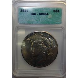 1927 PEACE DOLLAR ICG MS64 SUPER COIN!