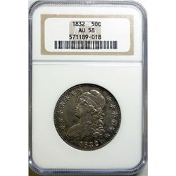 1832 BUST HALF DOLLAR NGC AU-58