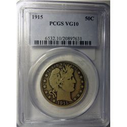 1915 BARBER HALF DOLLAR PCGS VG-F 10