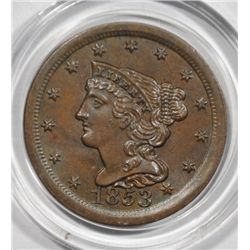 1853 HALF CENT BEAUTIFUL MS 64 BROWN NEAR PERFECT COLOR AND SURFACE