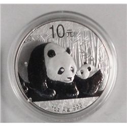 2011 CHINA ONE OZ .999 SILVER PANDA, SUPERB BU!