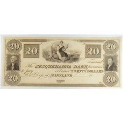 $20  Remainder note SUSQUEHANNA Bank MD  CU+ Est  $75-$100