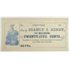 Image 1 : 1860's 25 cent merchant note by Stanley J Kirby