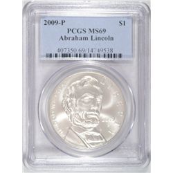 2009P  ABE Lincoln silver $  PCGS69  est   $60-$70
