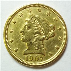 1907  $2  1/2  Gold  XF  est  $300-$350