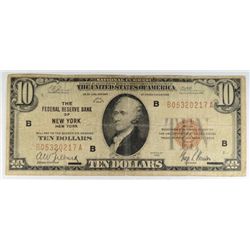 1929  $10  National currency  FR Bank NY  NY  VG/F  est  $50-$75