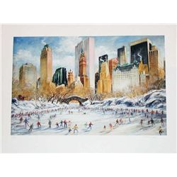 Kamil Kubik, Skating in Central Park, Signed Giclee