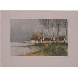 Jacques Lancelle, The Village, Signed Lithograph